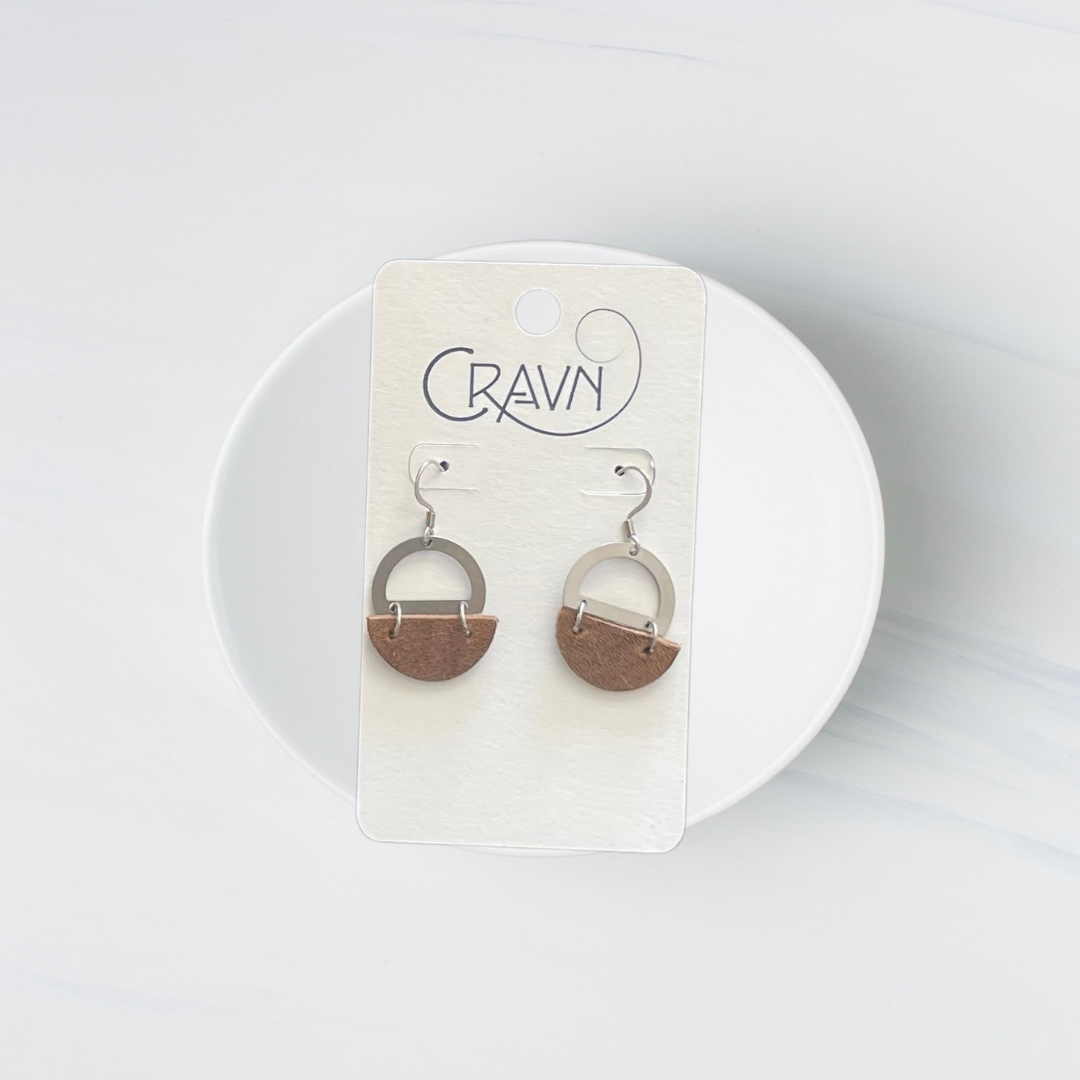 Cork & Silver Circles Earrings