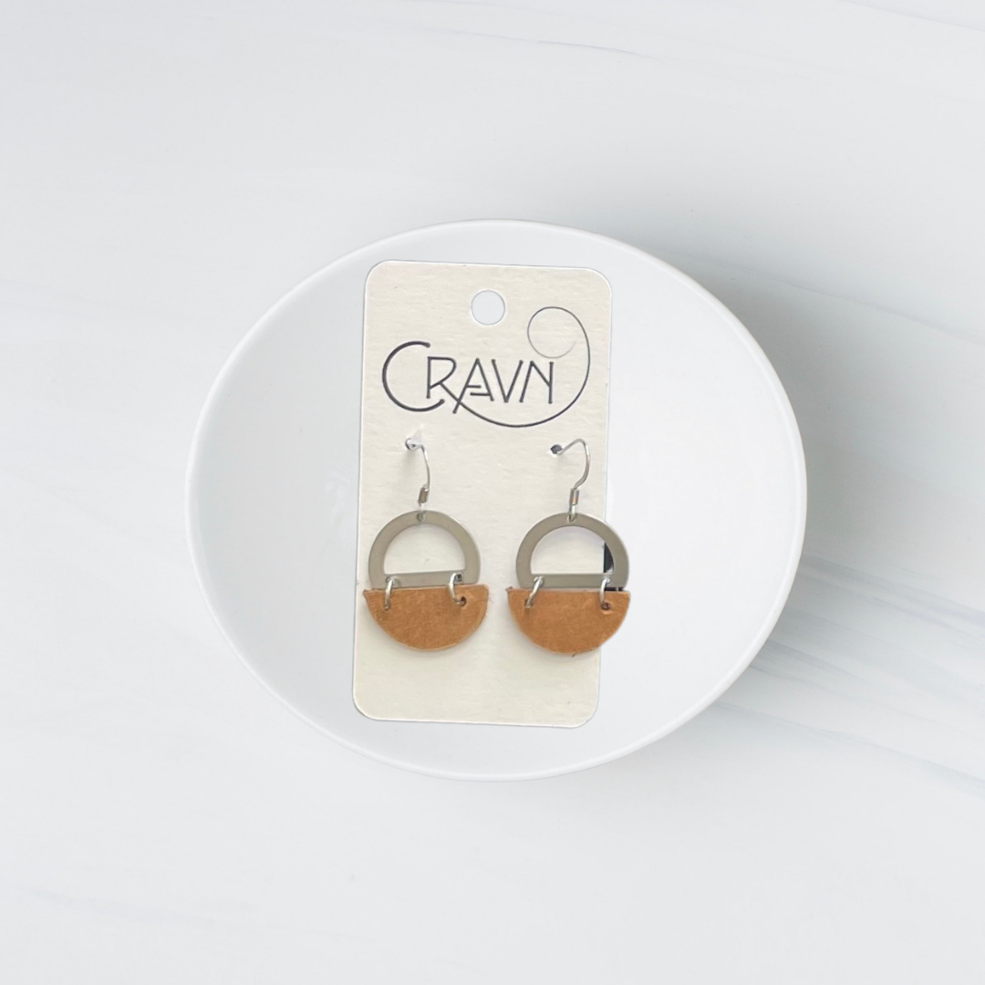 Cork & Silver Circles Earrings