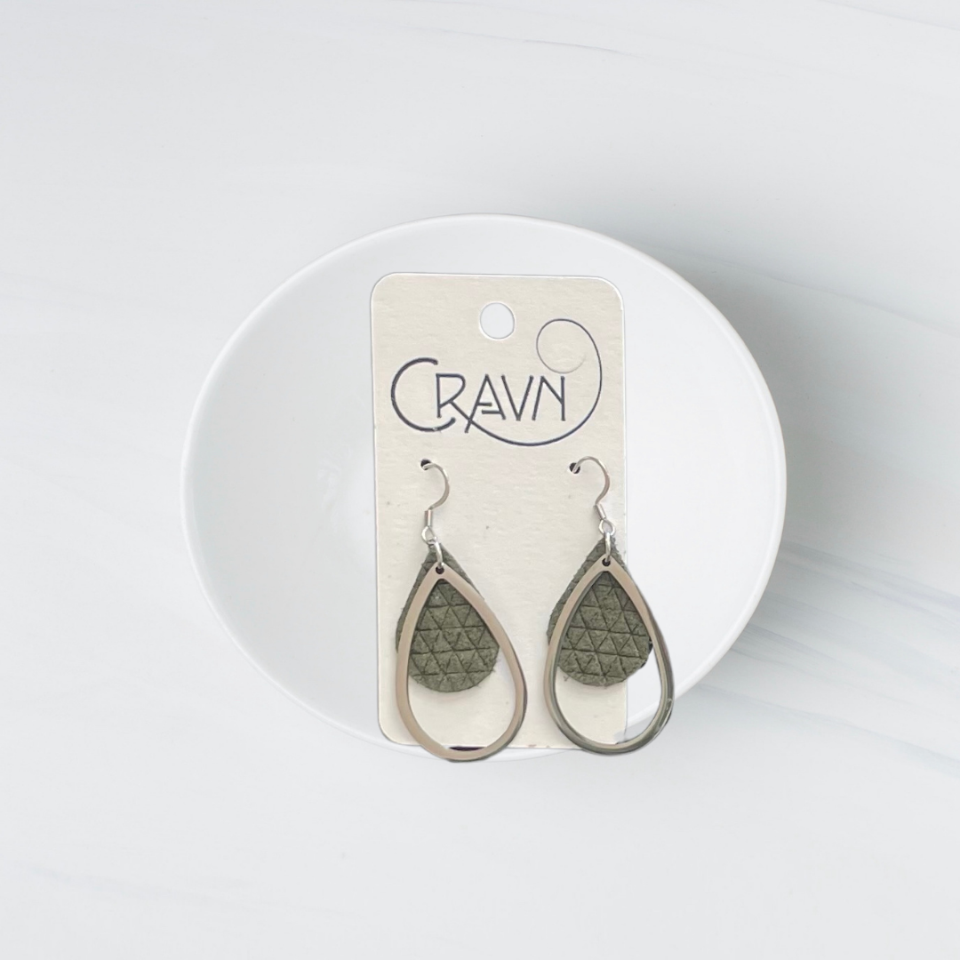 Leather & Silver Teardrop Earrings