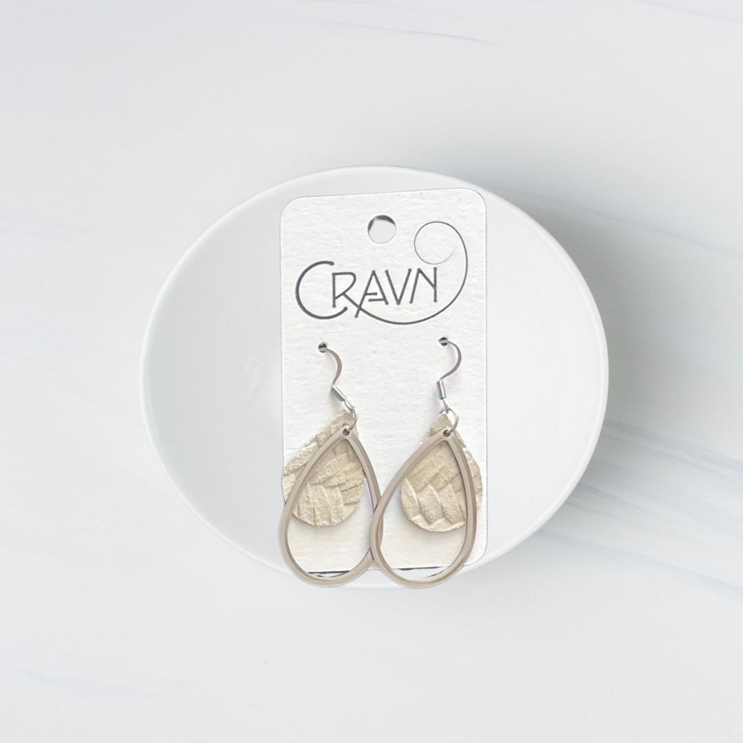 Leather & Silver Teardrop Earrings