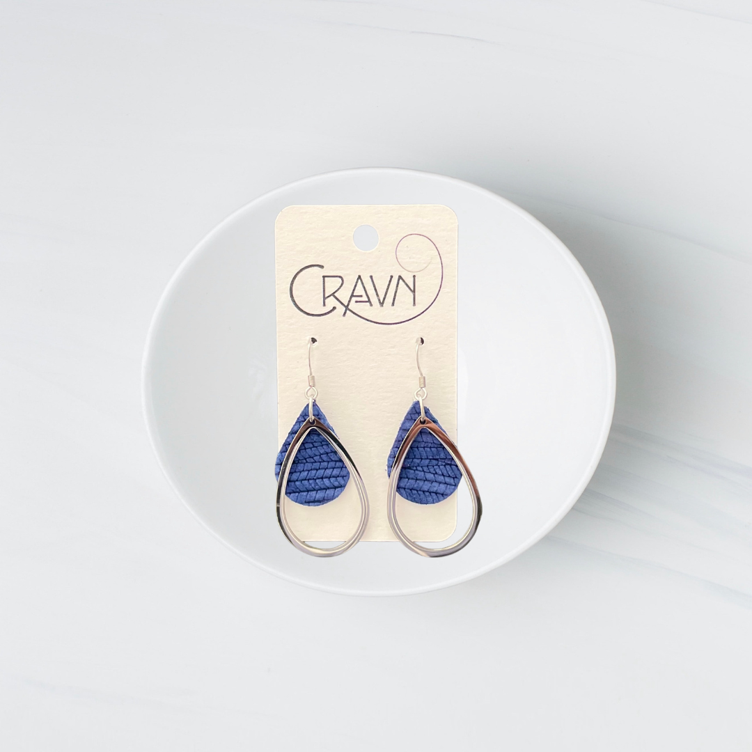 Leather & Silver Teardrop Earrings