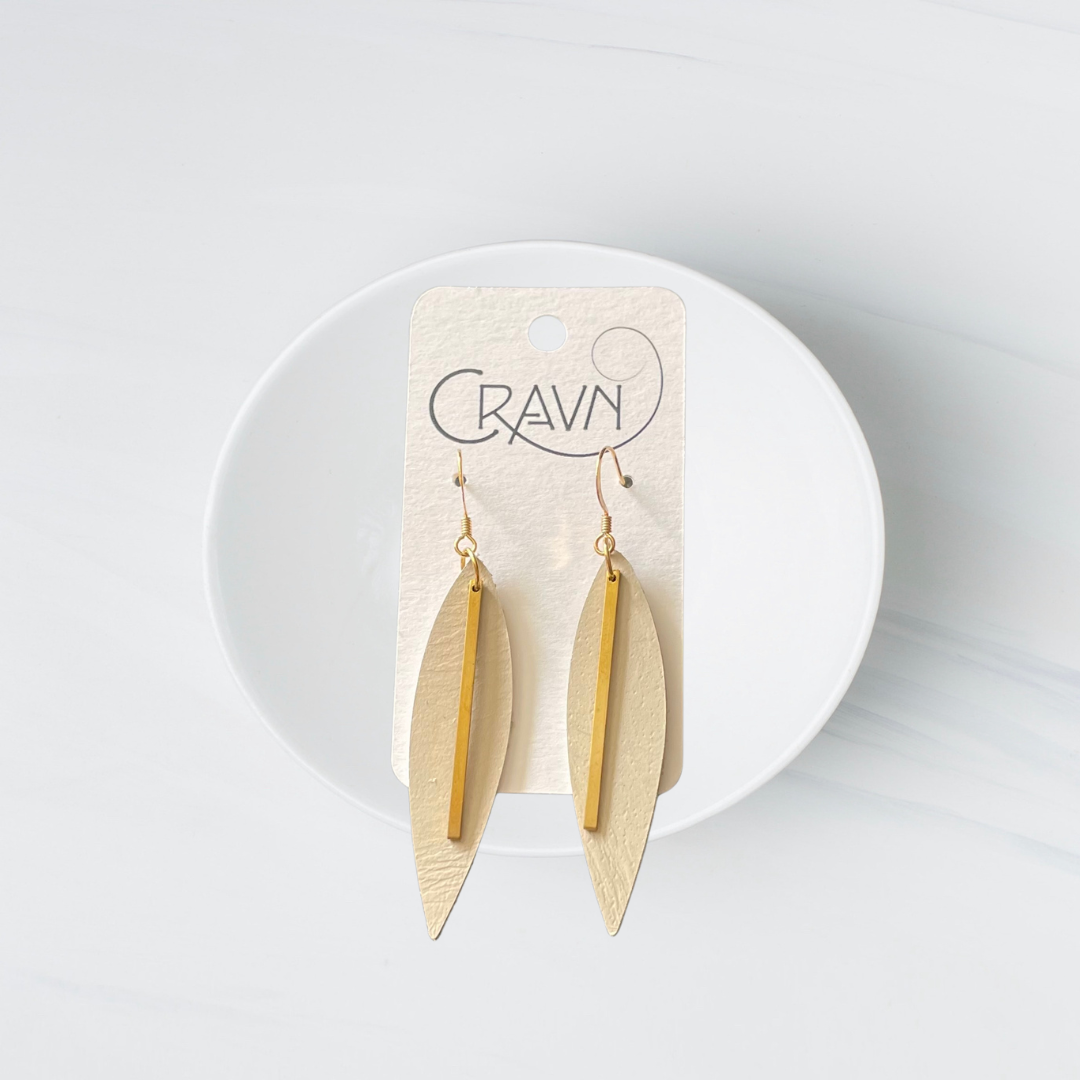 Leather & Brass Raindrop Earrings