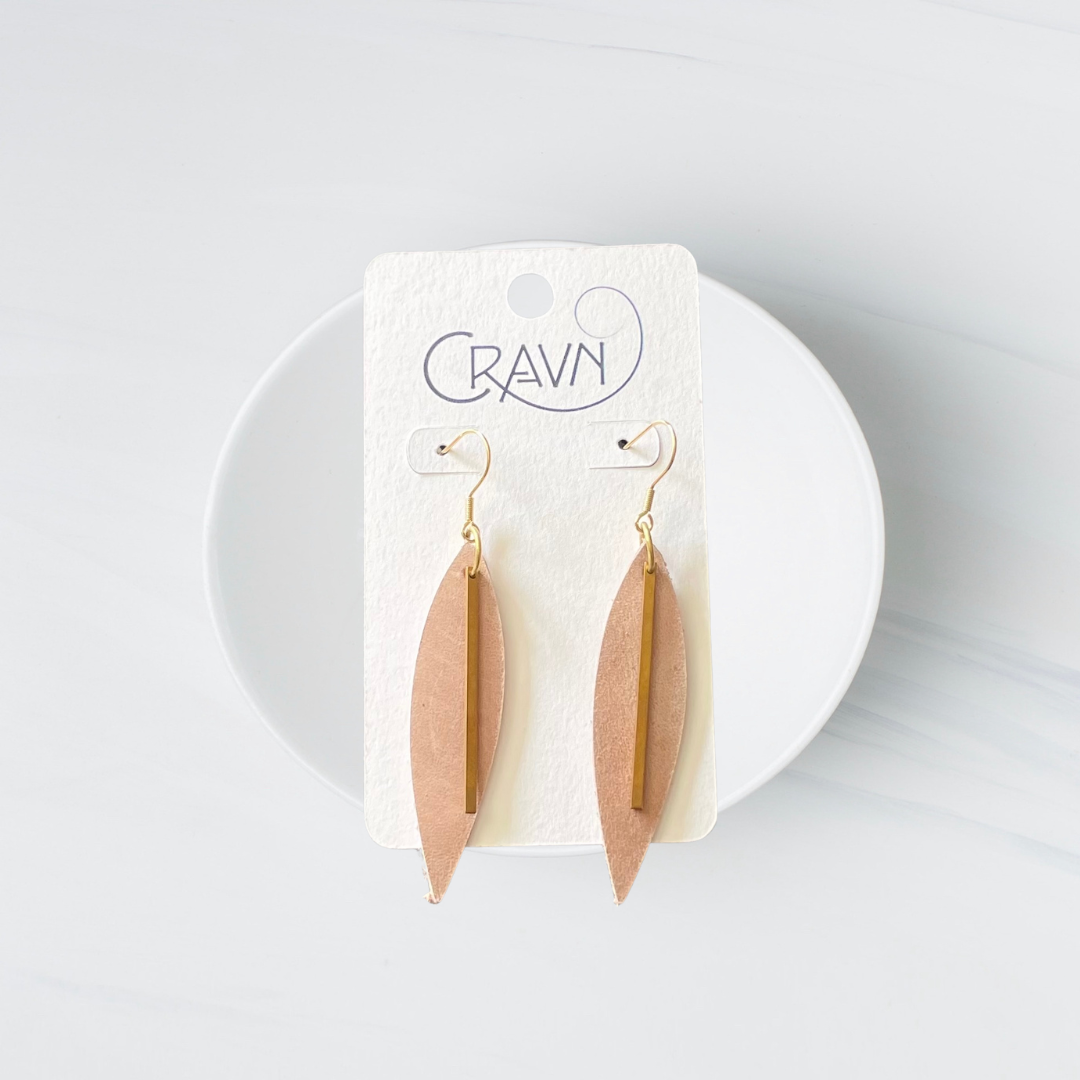 Leather & Brass Raindrop Earrings