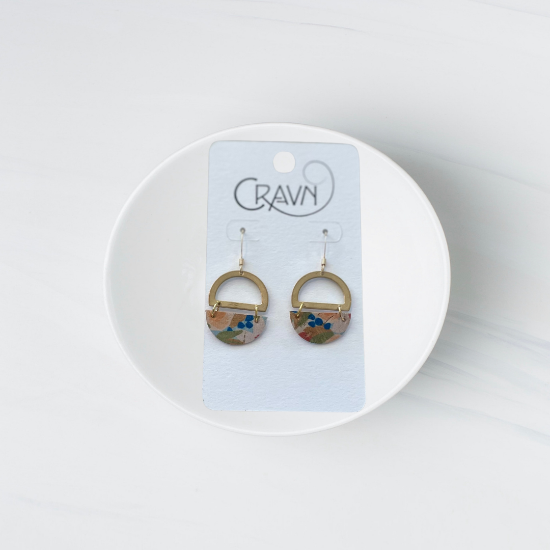 Cork & Brass Circles Earrings