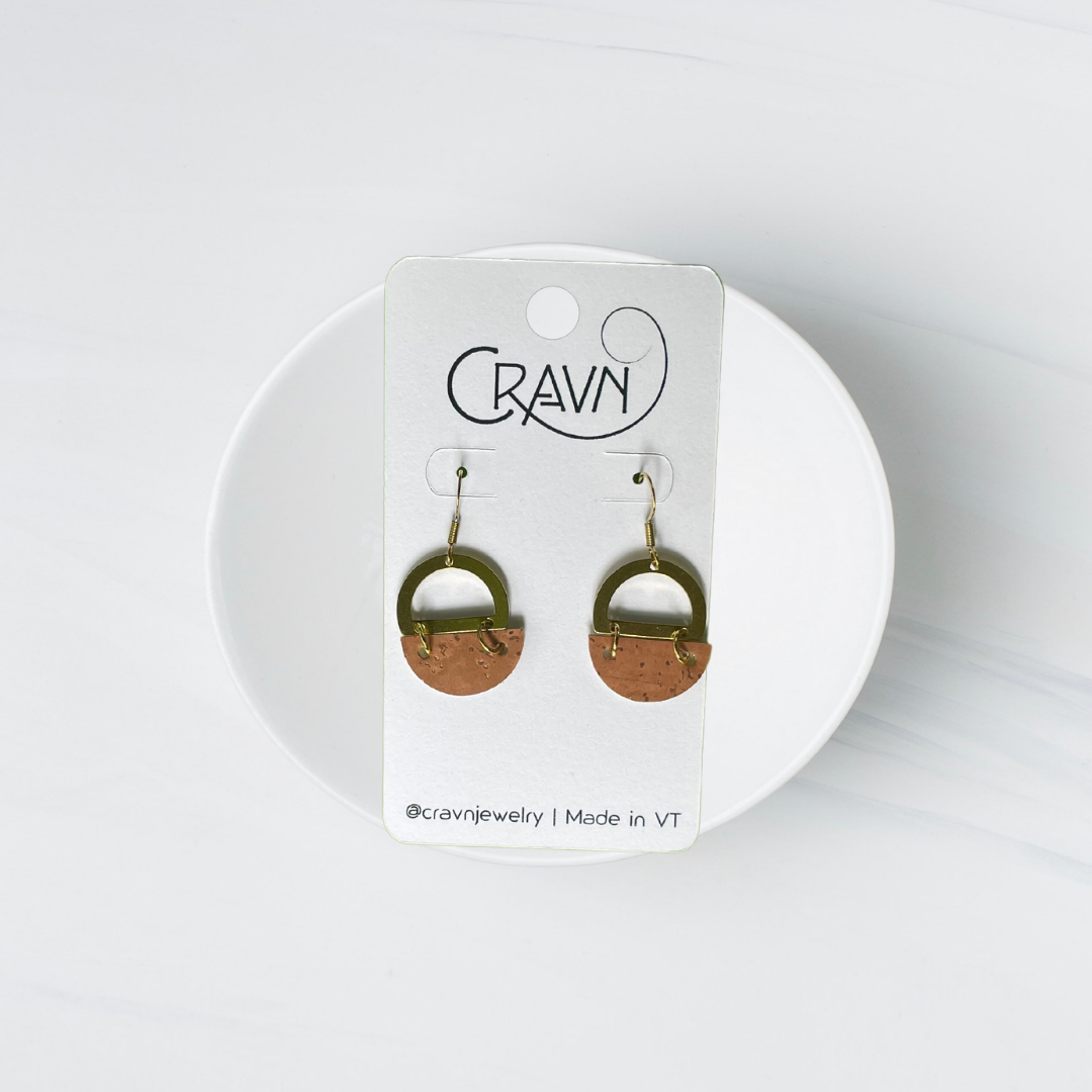 Cork & Brass Circles Earrings