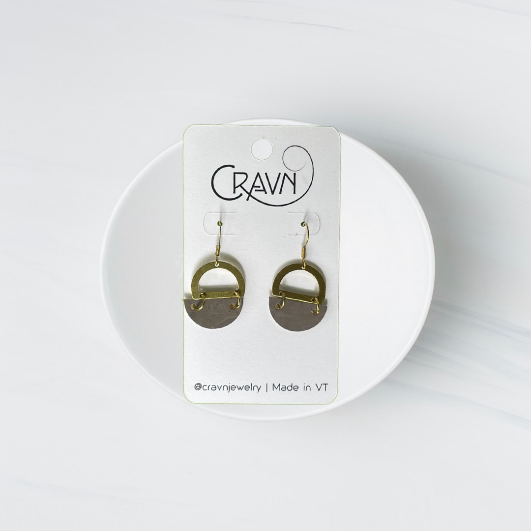 Cork & Brass Circles Earrings