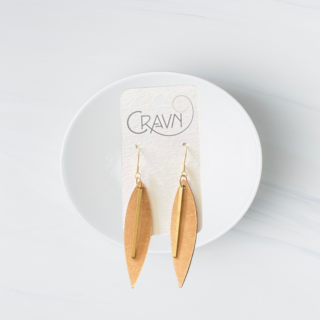 Leather & Brass Raindrop Earrings