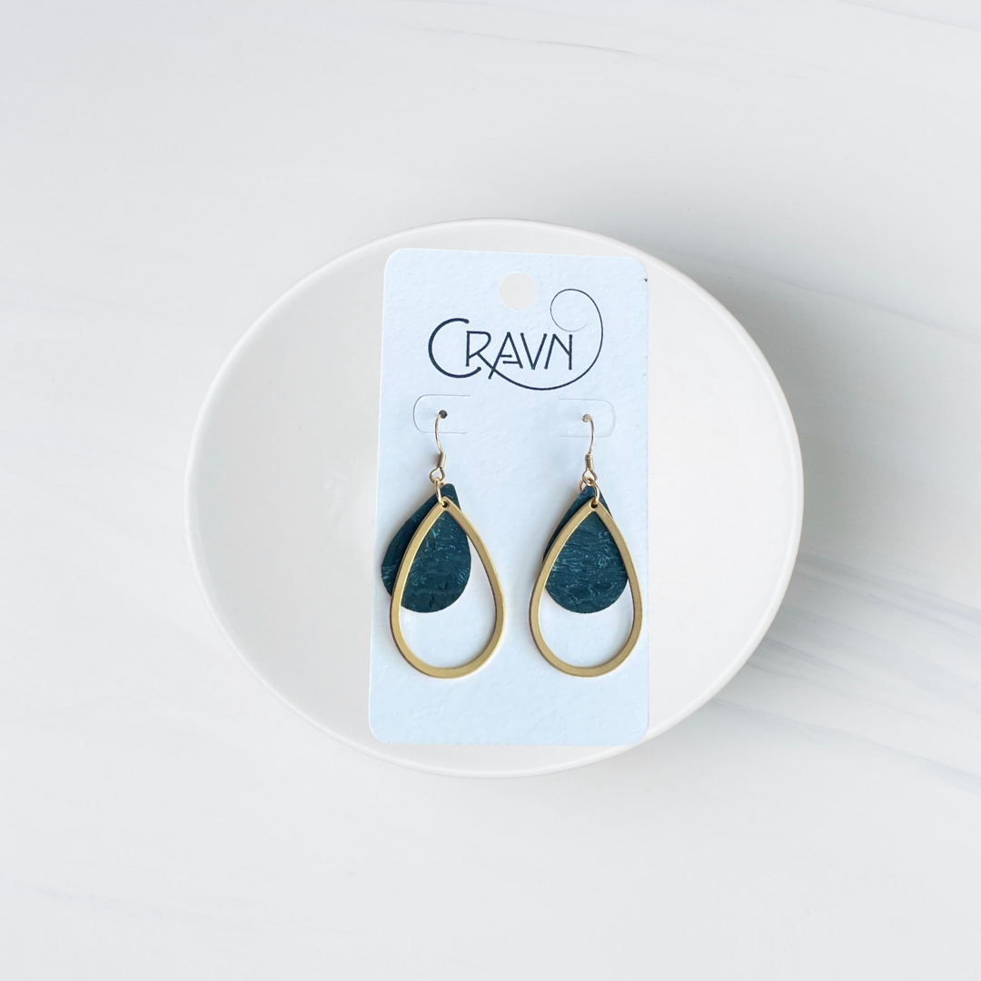 Cork & Brass Teardrops Earrings (Vegan-Friendly)