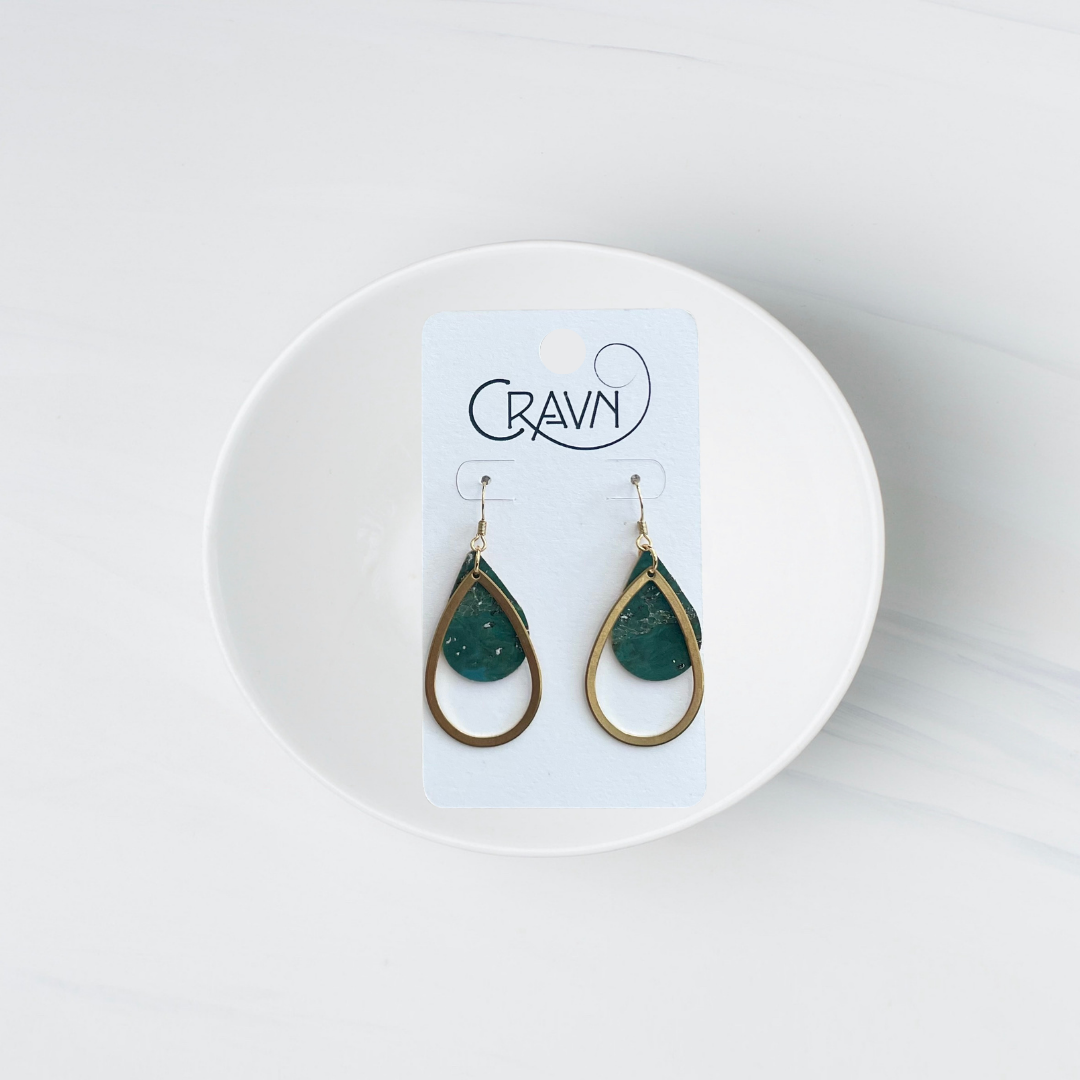 Cork & Brass Teardrops Earrings (Vegan-Friendly)