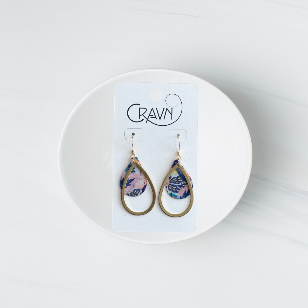 Cork & Brass Teardrops Earrings (Vegan-Friendly)