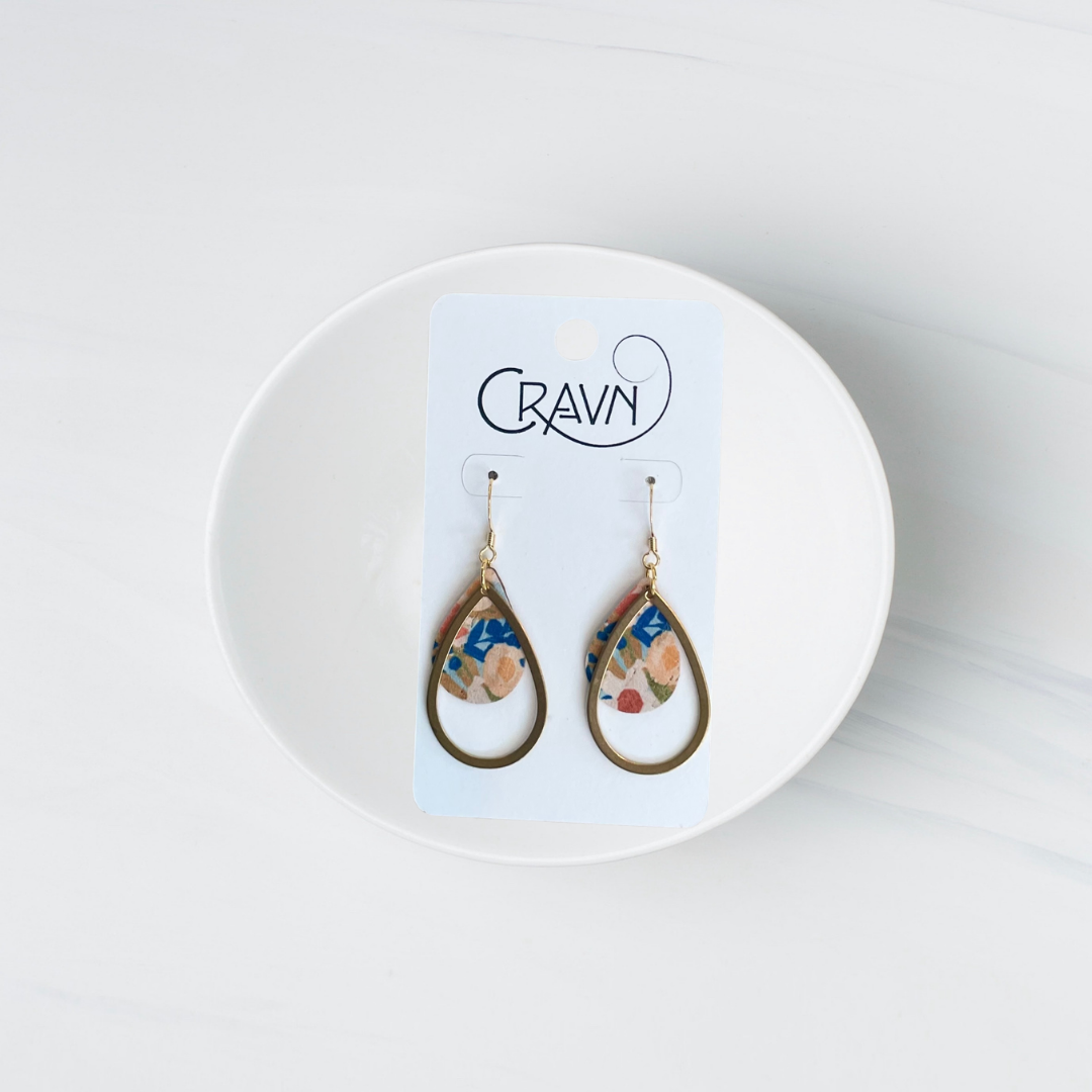 Cork & Brass Teardrops Earrings (Vegan-Friendly)