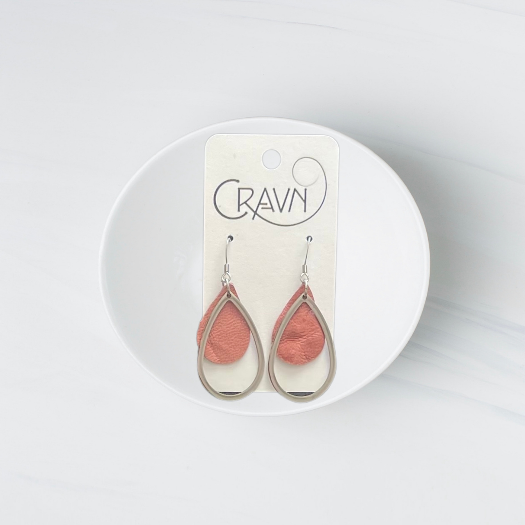 Leather & Silver Teardrop Earrings