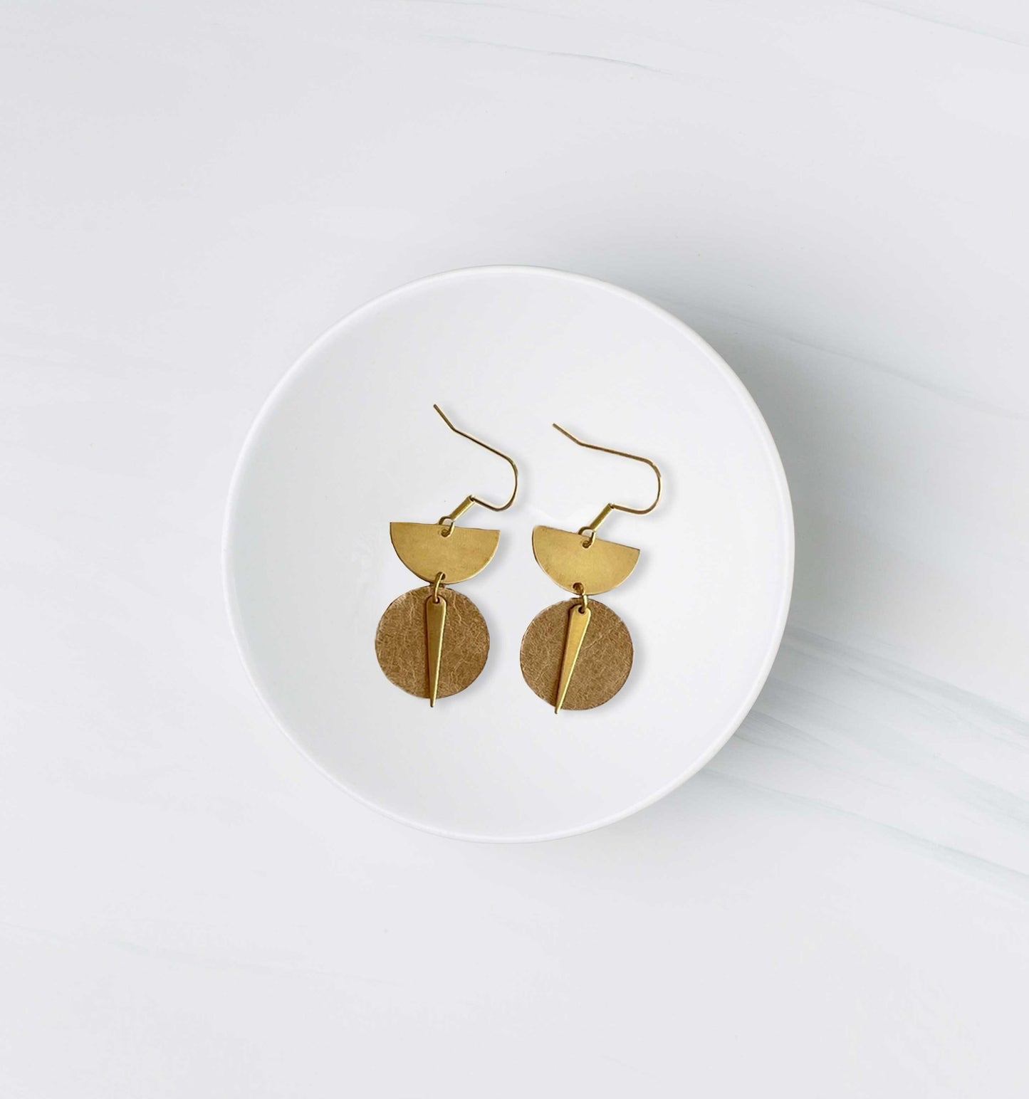 Beige Upcycled Leather Earrings