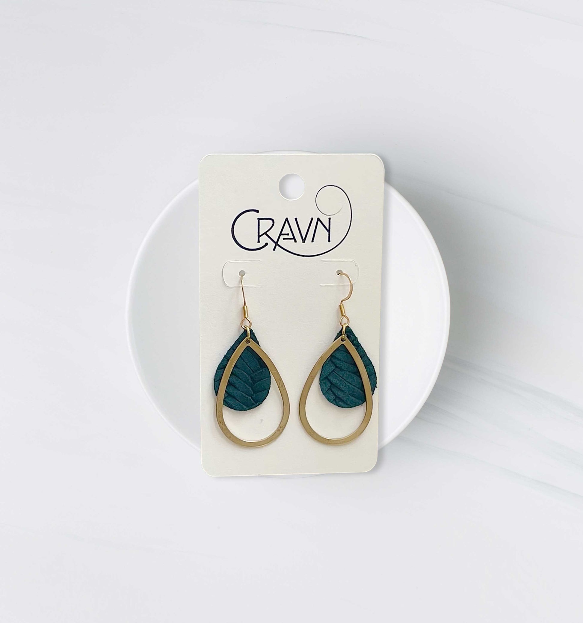 Blue Upcycled Leather Earrings
