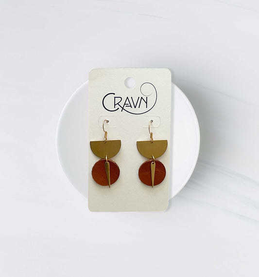Brown Upcycled Leather Earrings