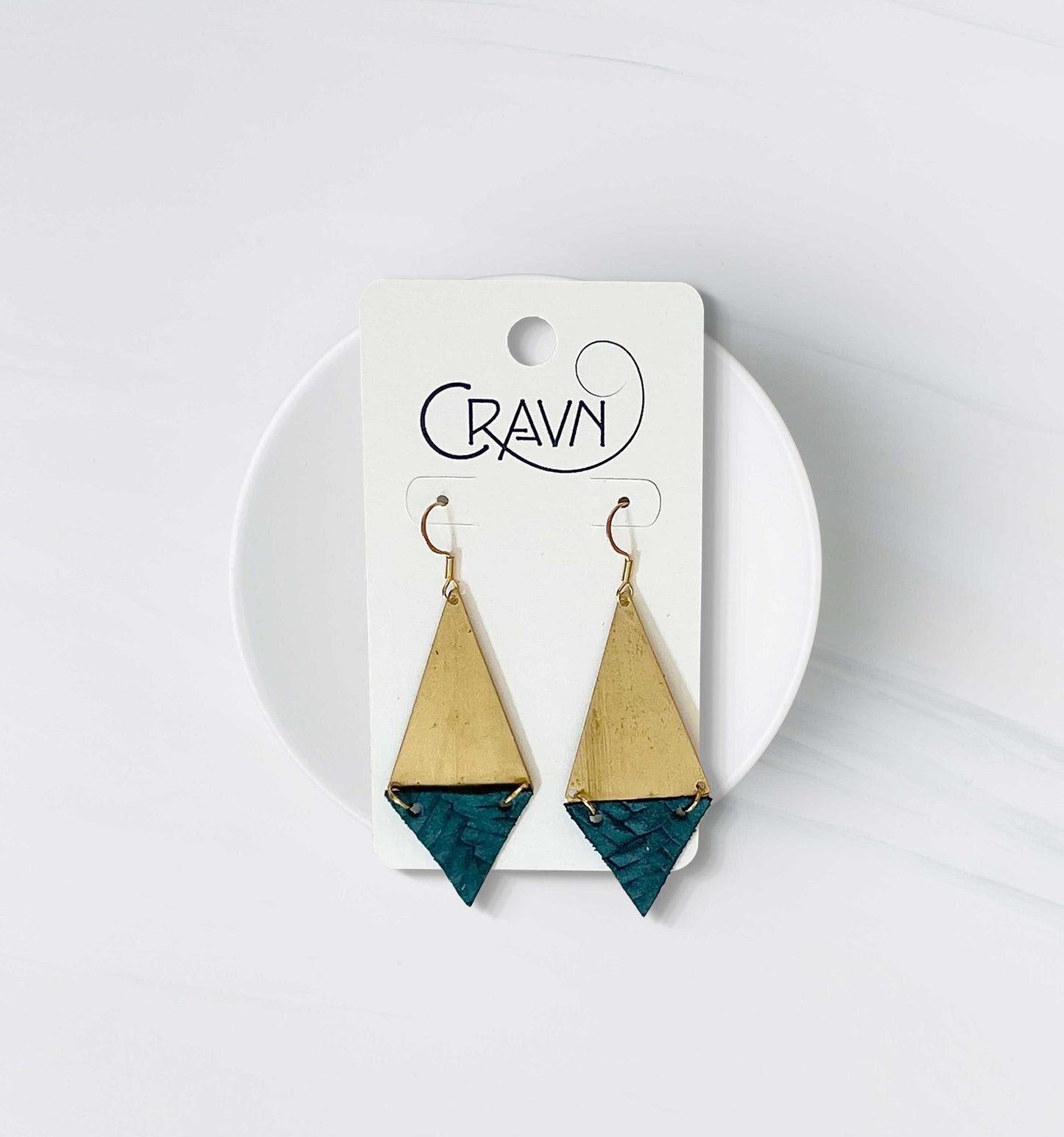 Upcycled Triangle Leather Earrings