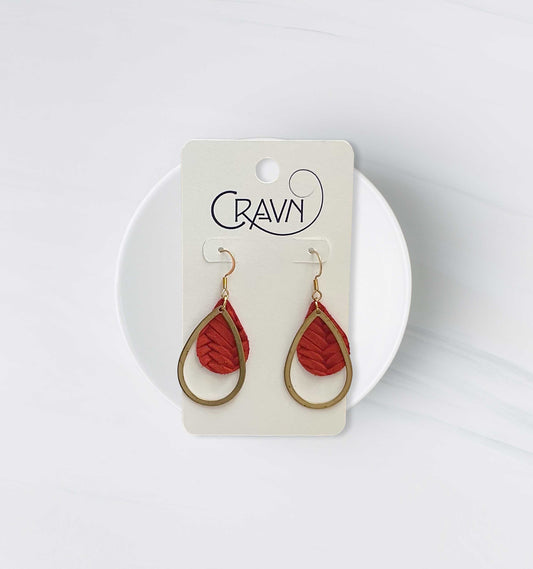 Womens Teardrop Leather Earrings