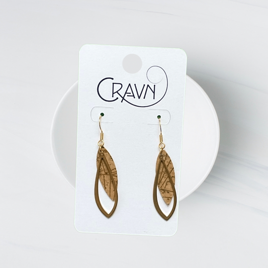 Cork & Brass Raindrop Earrings